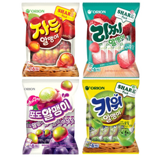 오리온 자두 + 리찌 + 포도 +키위216g 알맹이젤리 4종
