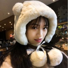 헤어볼 폼폼 니트 모자 가을 겨울 곰 귀달이