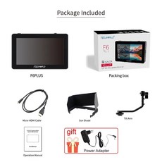 FEELWORLD 6 인치 카메라 DSLR 필드 모니터 F6 플러스 V2 3D LUT 터치 스크린 IPS FHD 1920x1080 비디오, F6 plus, 1) F6 plus