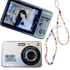 빈티지 캠코더 학생 디지털 카메라 복고풍 HD 휴대용 소형 갬성 vlog 카메라 2컬러, 공식표준[SD카드미포함], B.실버 4800W