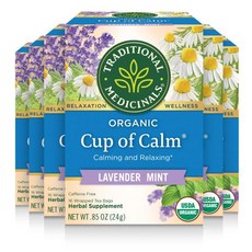 Traditional Medicinals 전통 약품 라벤더민트 차 유기농 컵 티백 96개 6팩, 6개