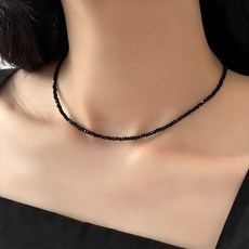 블랙 크리스탈 비즈 초커 목걸이