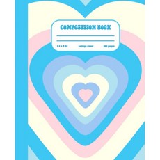 Composition Notebook Y2k Hearts Blue Aesthetic College Ruled Journal Cute for Teens Girls School Stu