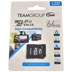 TEAMGROUP 十銓 64GB 快閃記憶卡, Micro SDXC, A1 U3 V30, 高相容性, 五年保固, 1組