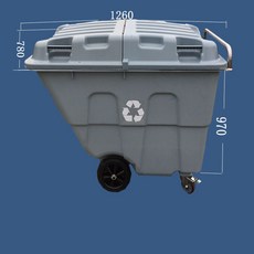 450L 대형 쓰레기 수거차 플라스틱 야외 리어카 사륜, 커버가 없는 450L 라이트 그레이, 1개
