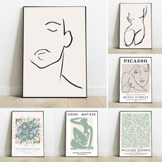피카소포스터 피카소 그림 명화 인테리어 포스터 추상 matisse william morris picasso 캔버스 회화 빈티지 인쇄 벽 예술 거실 장식, 60x90cm 프레임 없음, 01