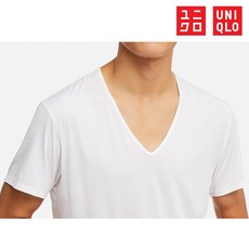 일본 유니클로 남성용 에어리즘 기본 브이넥T 기능성 에어 쿨매쉬 쿨링 남자 반팔 티셔츠