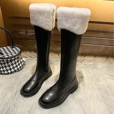 OP-627 여성 심플 라인 퍼 롱부츠
