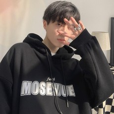 남여공용 모스 간절기 프린팅 오버핏 기모 후드티