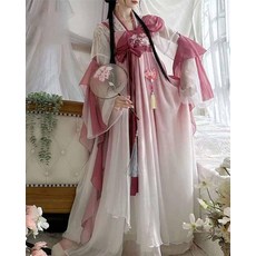 Hanfu 여름 니트투피스 여성 중국 전통 코스프레 요정 의상 고대 드레스 생일 파티 드레스 플러스 사이즈 XL