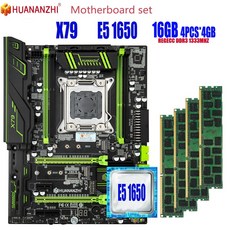 HUANANZHI X79 마더 보드 LGA2011 콤보 E5 1650 C2 4pcs x 4GB = 16GB 10600R 1333Mhz PCI E NVME M.2 SSD USB3, 1개, 단일, 단일