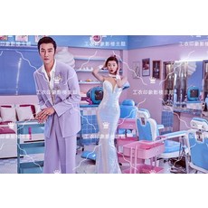 셀프웨딩드레스 스튜디오 주제 예복 은색 머메이드 결혼예복 웨딩드레스 촬영 커플용품 외경