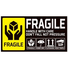 cpfr20 FRAGILE 취급주의 파손주의 큰사이즈 택배 블랙 검정 스티커 1000매, 500매