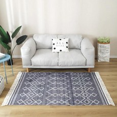 거실용 북유럽 카펫 리넨 손으로 짠 침실 러그 마크라메 태슬 바, 3, 100x120cm, 1개