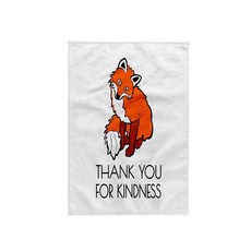 3dRose 화이트 위의 재미있고 사랑스러운 웃는 빨간 여우. Thank You for Kindness 타월 15 x 22, 15 x 22", 1개