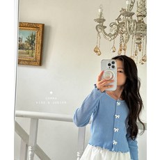 콤마 단추리본가디건 M-JL 24fw 가을 아동 주니어