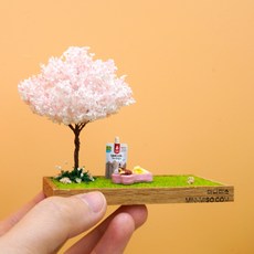 애견 피크닉 세트 (벚꽃나무 과자2종 우유 잔디) 미니어처 소품 납골당 꾸미기 주문제작