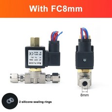 유압솔밸브 정상 개방 스테인리스 스틸 바디 양방향 오일 애시드 실리콘 개스킷 VX212008SSNO AC220V DC 12V 24V 14 인치 2 개, With FC8mm+DC12V