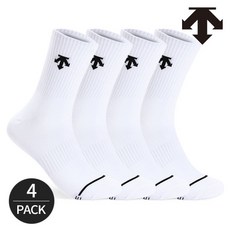 데상트 남성 바닥로고 중목양말 4P_WH, 4족세트_WH, FREE
