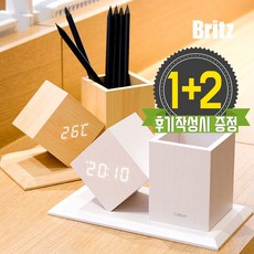 BZ-EW547 콜튼 우든 펜꽂이 LED 탁상 시계 화이트, 단일상품