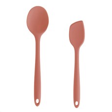 퍼기 실리콘 이유식 조리도구 2종 멀티스푼+스파출라 소 세트, 드라이로즈, 1세트