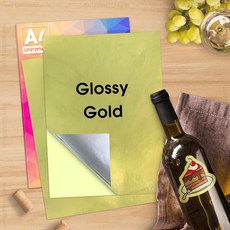 투명 A4 용지 시트 접착식 인쇄 가능라벨 스티커 잉크젯 프린터광택 비닐 라벨 복사, 06 Glossy Gold, 1개