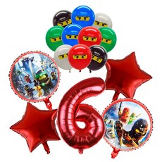 닌자고 테마 일회용 식기 생일 파티 장식 라텍스 알루미늄 호일 풍선 어린이 이벤트 용품 새로운 배너, 24 Balloon Set 6 -25pcs
