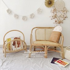 협력업체 북유럽 키즈 쇼파 촬영 소품 원목 라탄 의자, B