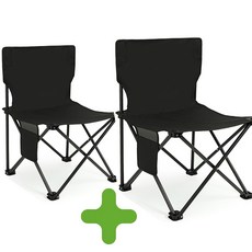 WENCHENG 야외 경량 릴렉스 소풍 낚시 폴딩 캠핑 의자 (2개세트), 1+1(블랙+블랙)