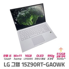 LG전자 그램 15Z90RT-GAOWK 990g 초경량 인텔 13세대 i5