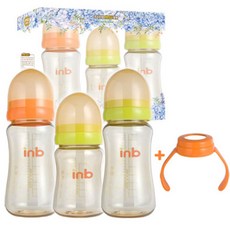 149 엠모먼트 / 아이앤비 PPSU 젖병 300ML 2개+200ML 1개 세트 배앓이방지젖병 젖병세척솔 젖병소독기 젖병, 단일 젖꼭지 단계