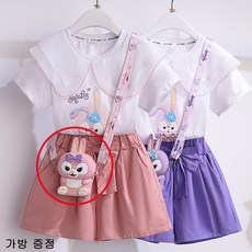 JUSTFEELING 여아 썸머 스쿨룩 반팔티셔츠 반바지 투피스 학원풍 교복 120-170 상하세트 가방증정