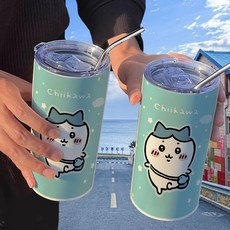 미니어처 랜덤박스 가챠 파우치 먼작귀 인형 귀여운 미니소 치카와 물컵 하치웨어 우사기 애니메이션 스테인레스 스틸 단열 컵 사무실 빨대, [22] 22
