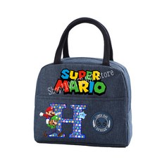 슈퍼 마리오 파티 잼버리 원더 닌텐도 스위치 oled 칩 케이스 파우치 가방 굿즈 문자 A-Z 귀여운 도시락 학생 학교 애니메이션 단열 핸드백 어린이 야외 피크닉 음식 선물