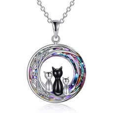 MONGAS 고양이 크리스탈 몽가스 목걸이 925 스털링 실버 보석 여성용 선물 Q1700508, Crystal Cat, 1개
