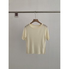 ANYOU 여성 베이직 라운드 반팔 니트