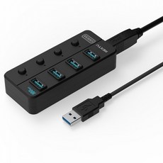 넥스트유 USB3.2 GEN2 4포트 개별전원 버튼 USB 무전원 허브 NEXT-813U3NP-10G, 혼합색상