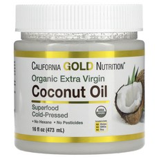 California Gold Nutrition 슈퍼 푸드 냉압착 유기농 버진 코코넛오일 473ml(16fl oz), California Gold Nutrition ..., 1개, 473ml