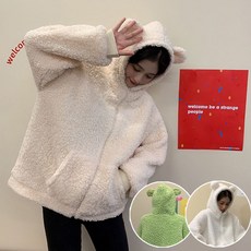 곰덮개 모자양의털덮개 모자재킷박시핏큐티따듯함따듯함Jacket 선택옵션 그린 베이지 화이트 + 80797순켬