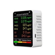 캠핑일산화탄소경보기 가스경보기 6 in 1 co2 tester air quality detector pm2.5 pm10 hcho tvoc co co2 포름알데히드 모니터 JX, 하얀, 1개