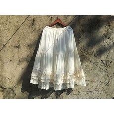 아이보리앤코 5단 레이스 롱 레이어드 캉캉 속치마 파자마 아사면 고쟁이