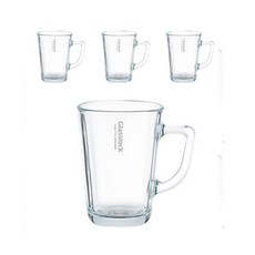 글라스락 내열 강화유리 홈카페 머그컵 350ml, 투명, 4개