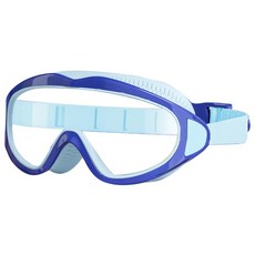 OMG 兒童游泳鏡, 可調節卡扣設計, 一體成型大鏡面, 3D智感護墊, 16 x 6.5cm, 冰湖藍, 1個
