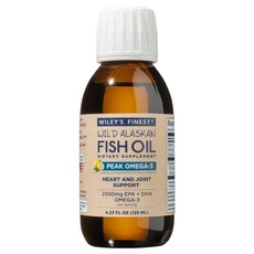 Wiley's Finest Wild Alaskan Fish Oil Peak Omega-3 Wiley's 야생 알래스카 피쉬 오일 피크 오메가-3 액체 보충제 - 2300m, 1개