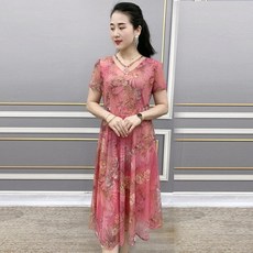 해외직구샵 중년 원피스 여성 여름 마담 엄마옷 와이드 루즈핏 50대 노인 미디롱 60