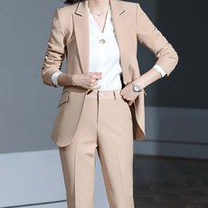 작업복 오피스룩 세트여성 2020뉴타입 유행패션 예술학과입시 사회 패션 ol면접 정장 가을겨울, C05-외줄 살구색 바지