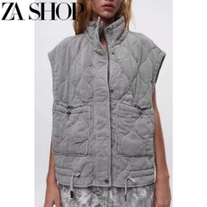 ZARA 여성 민소매 코튼 포켓 장식 조끼 재킷 4088241