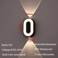 LED 벽등 실내 실외 벽조명 거실 벽 램프 AC85-265V 7W 숫자 번호 IP65 방수 야외 모던 스타일 3 년 보증, 01 7W, 01 Warm White 3000K