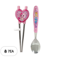 르번 국산 캐치티니핑2 스푼 양손 교정 젓가락 세트, 혼합색상, 7세트