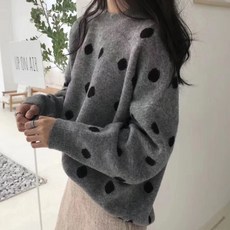 젠틸레 땡땡이 루즈핏 니트 빅사이즈 비스코스 캐시미어 국내배송